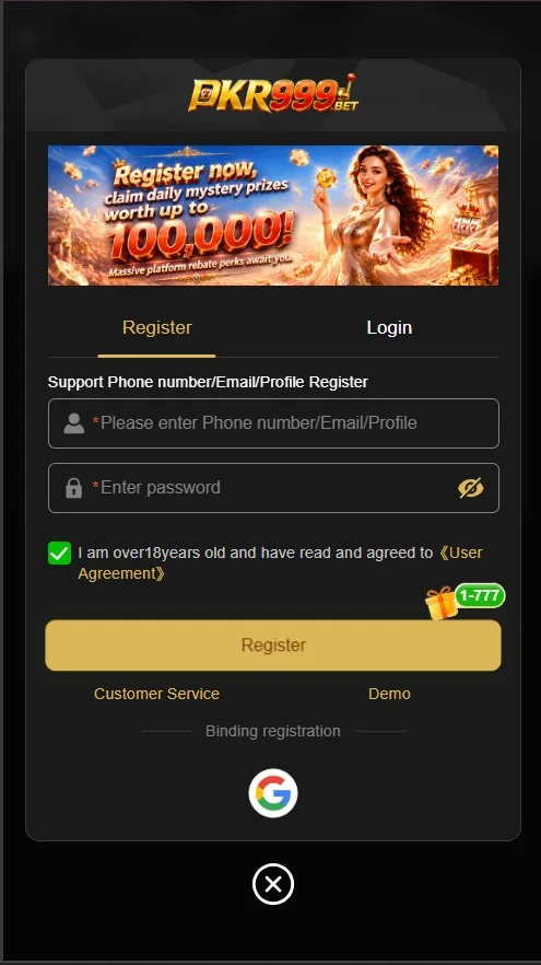 PKR999 Game Register